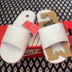 NEW Nike white slides